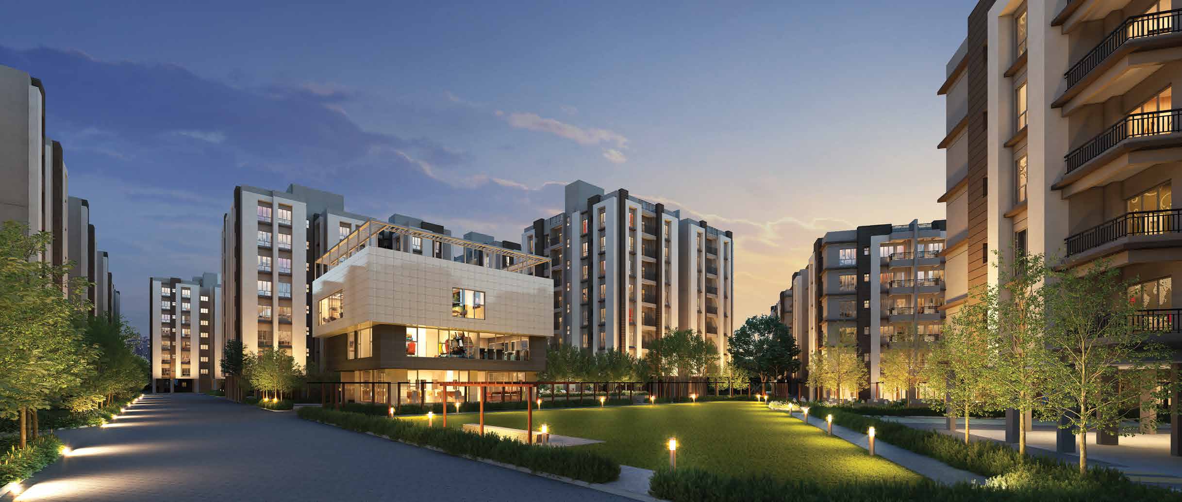Srijan Eternia central garden and clubhouse