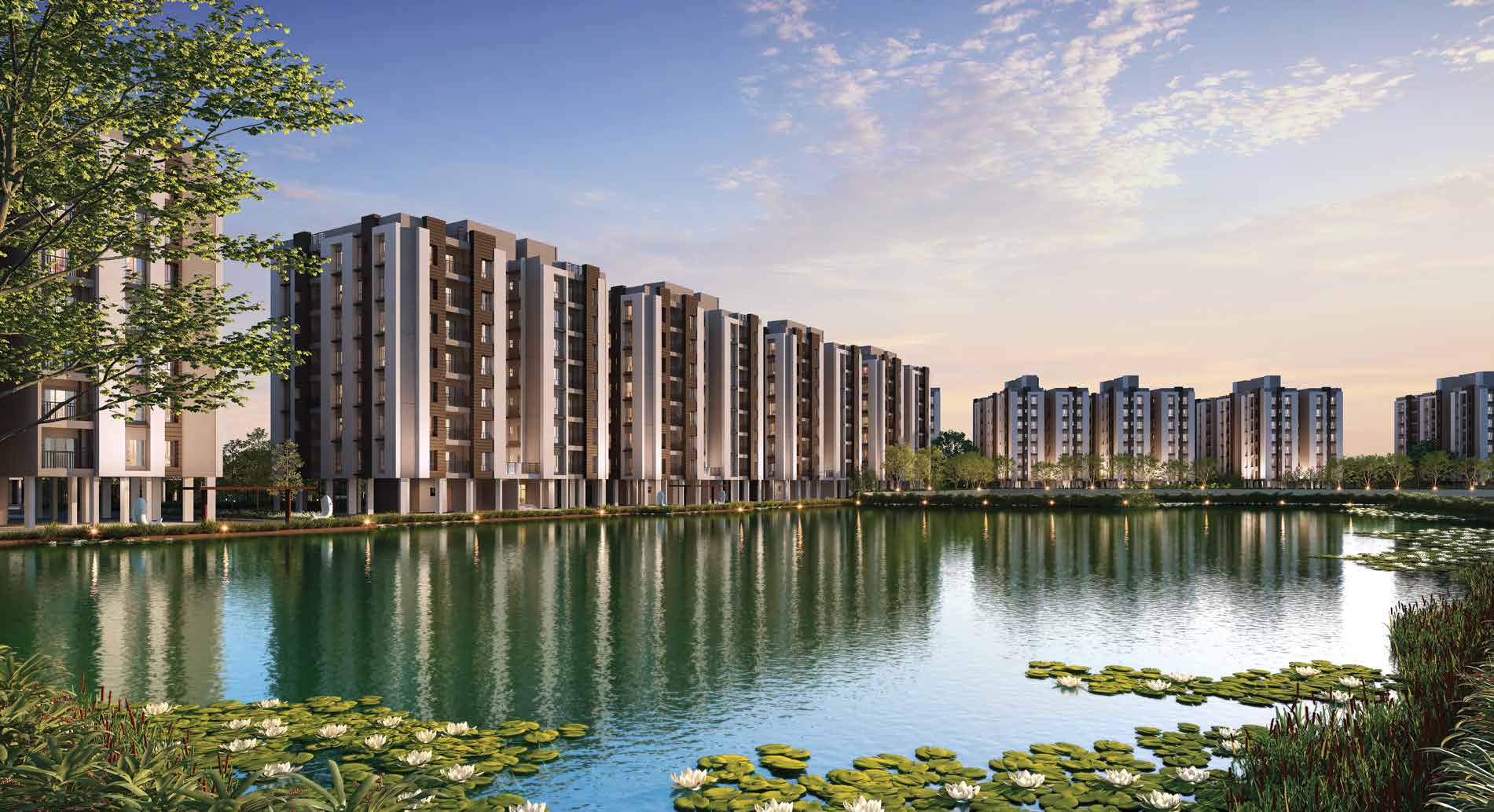 Srijan Eternia waterfront and landscaped towers